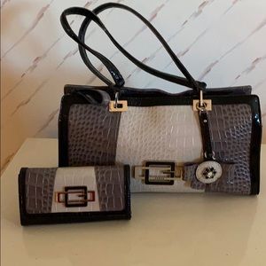 Guess faux leather satchel with matching wallet